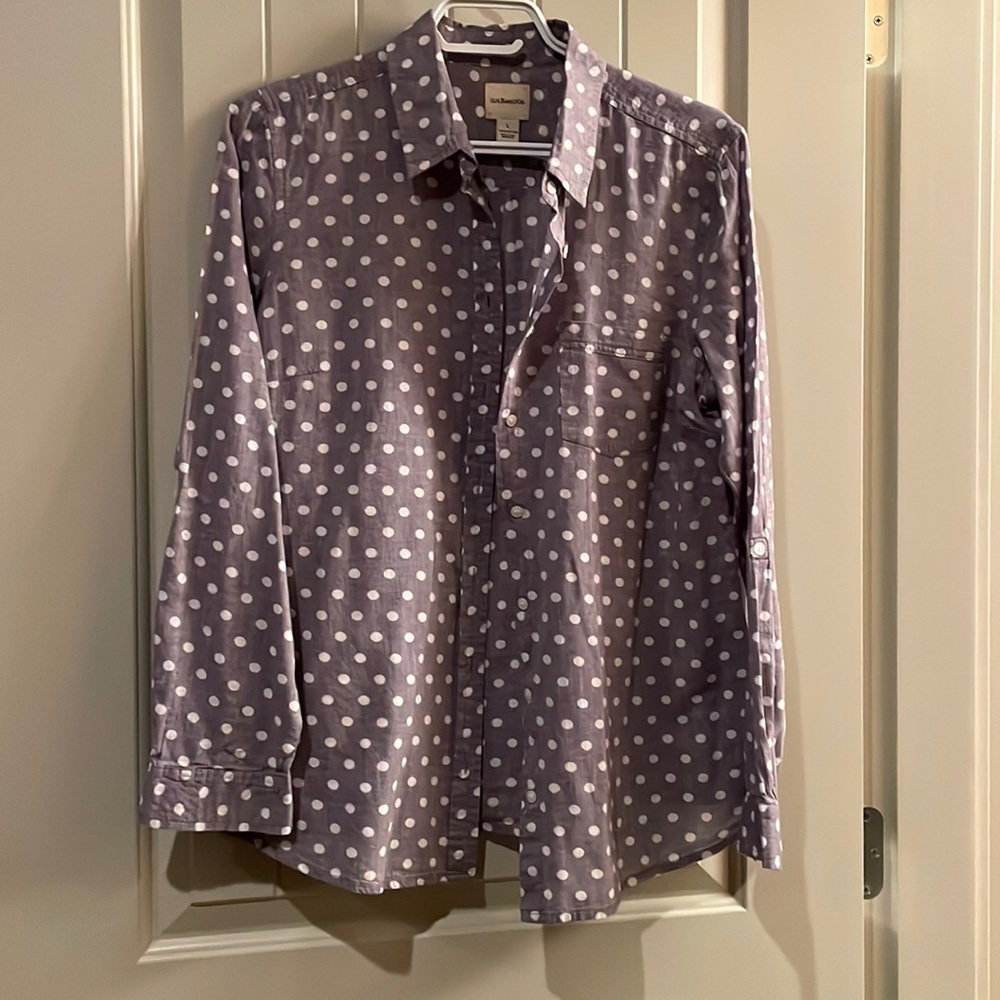 Lavender Polka Dot Button Up